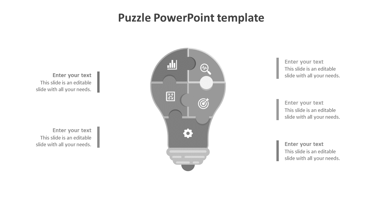 Free - Attractive Puzzle PowerPoint Template In Bulb Model